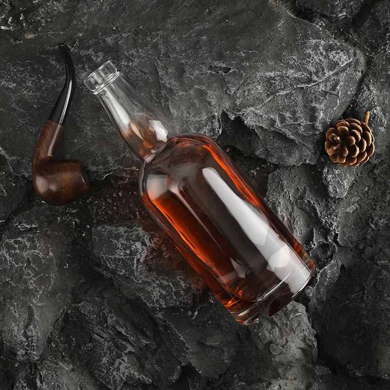 Custom Color 750ml Glass Bottle for Liquor Faceted 375 Luxury Glass Liquor Bottles