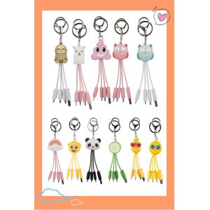 Customized PVC 4 in 1 USB Cable with Keyring