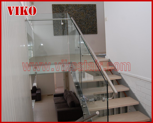 Double Steel Plate Staircase VK45S Tempered GlassLED Light strip, Stringer: 5mm+5mm(Thickness), Dia 6mm Steel Cable