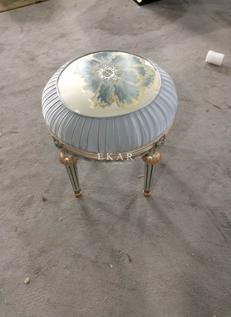 Aristo Party Beautiful bedroom Furniture Small Round Stool Wooden Fabric Dressing Chair