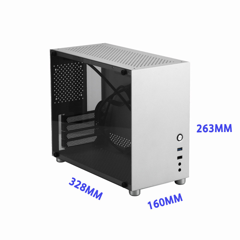 Black 140mm Length ATX 2mm Aluminium PC Case