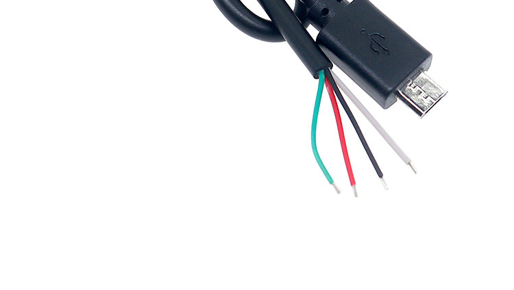 OEM Custom Micro B V8 5 Pin USB Male to Open Pigtail Bare Wires Cable