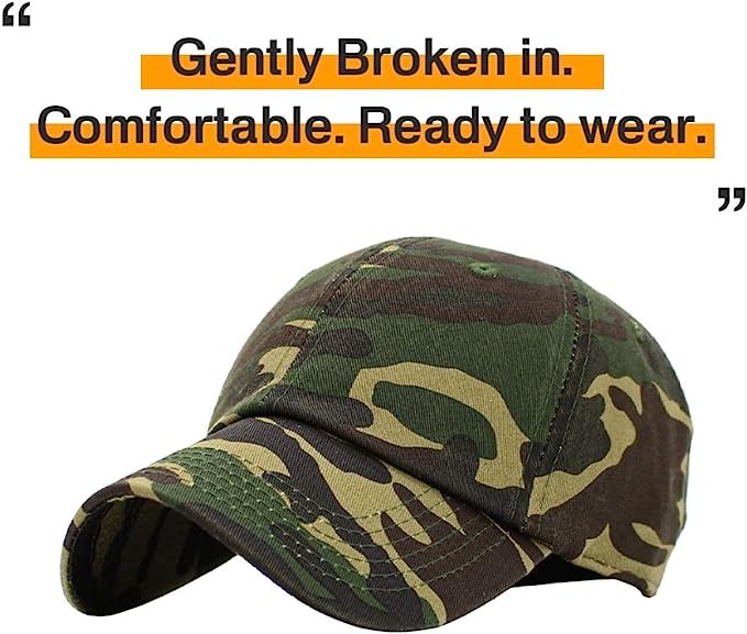 Profile Hat Baseball Cap Outdoor Camouflage Fishing Cap, Dad Hat Adjustable Unconstructed Plain Cap