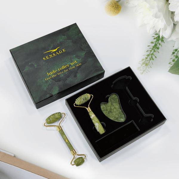 Customized Logo Premium Green Cardboard Lid Top Cover And Bottom Luxury Cosmetic