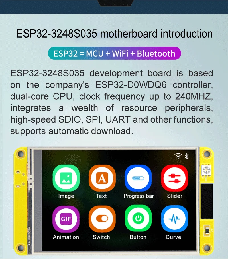 ESP32-3248S035N TFT Display Module 50g Weight 60° Viewing Angle 5V Operating Voltage