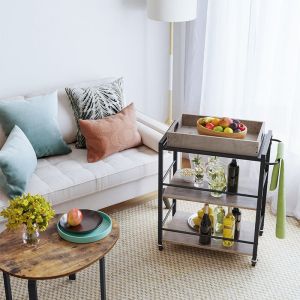 Grey Color Rolling Cart, Serving Cart with Removable Cart, Unique Kitchen