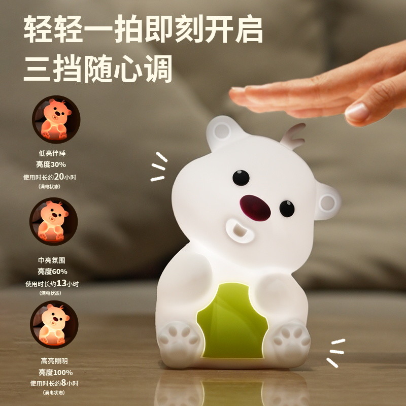 Creative Festive Decorative Silicone Night Light LED Pat Sleeping Atmosphere Toy Children's Day Christmas Gift Power Switch