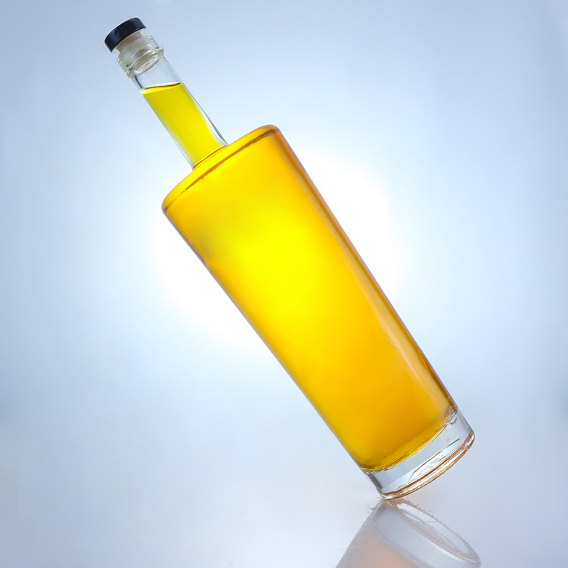 Beer Gin Rum High Flint Glass Bottle Customized Screen Printing with Cork Top