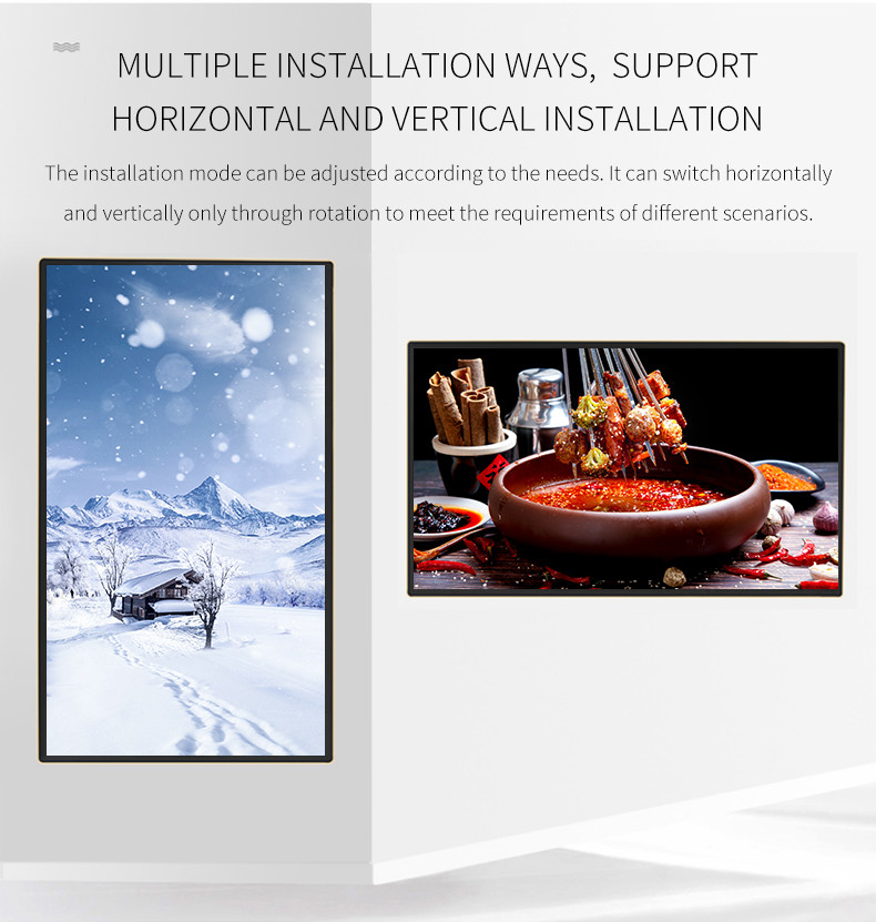 65 Inch Propaganda Wall Mount LCD Display For Milk Tea Shop