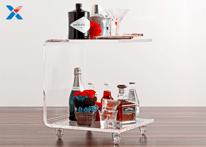 Fashion Acrylic Modern Furniture , Acrylic C End Table With Casters / Wheels