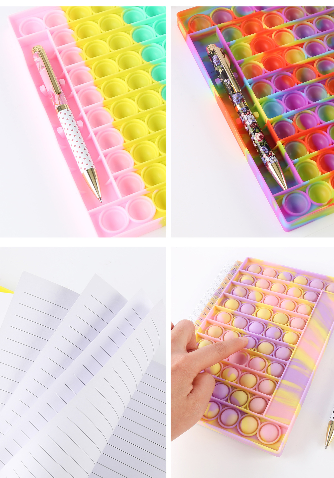 Waterproof Silicone Cover Bubble Decompression Notebook with 100 Inner Pages and Gift