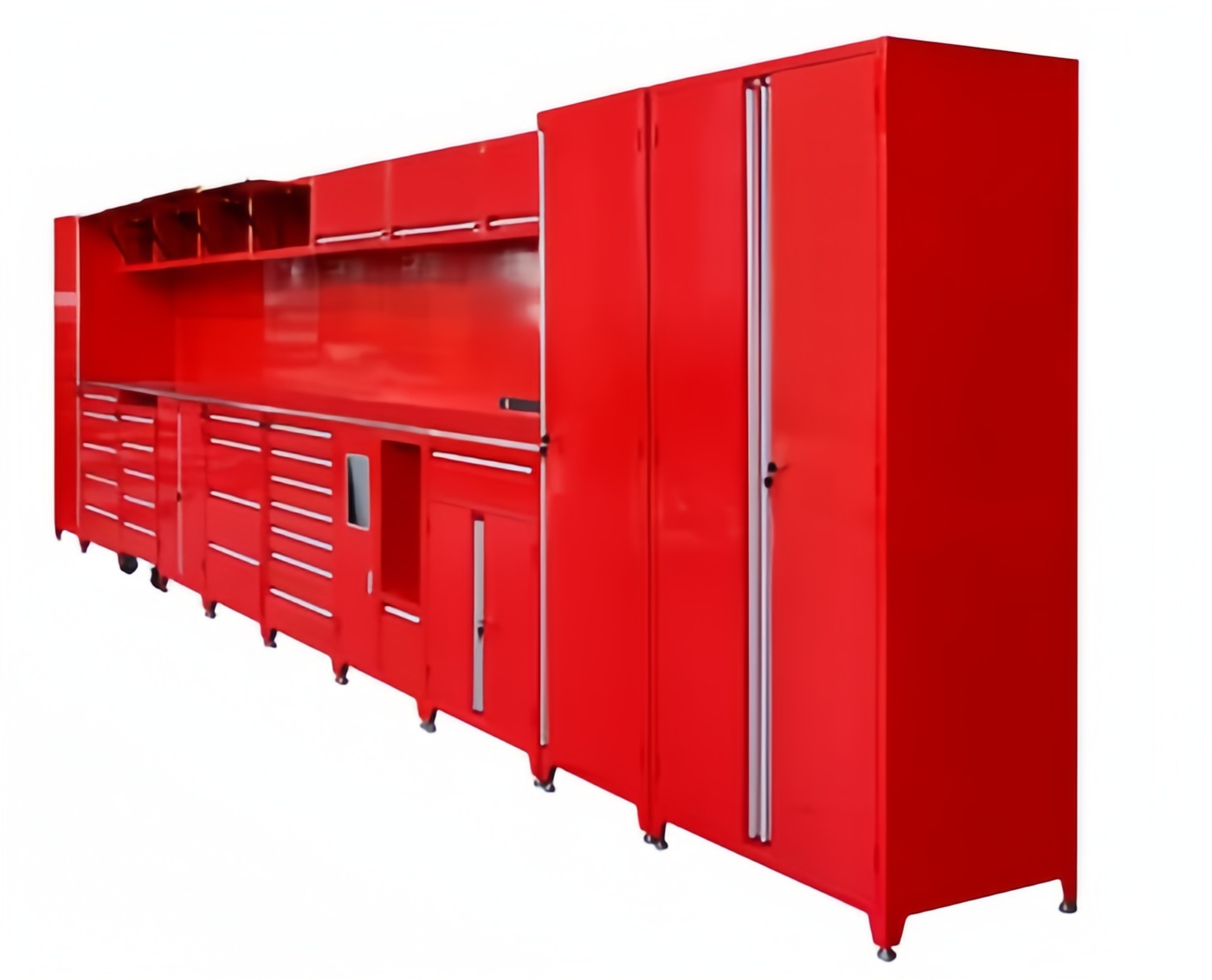 Acceptable OEM ODM Metal Garage Cabinet with Heavy Duty Workbench and Casters