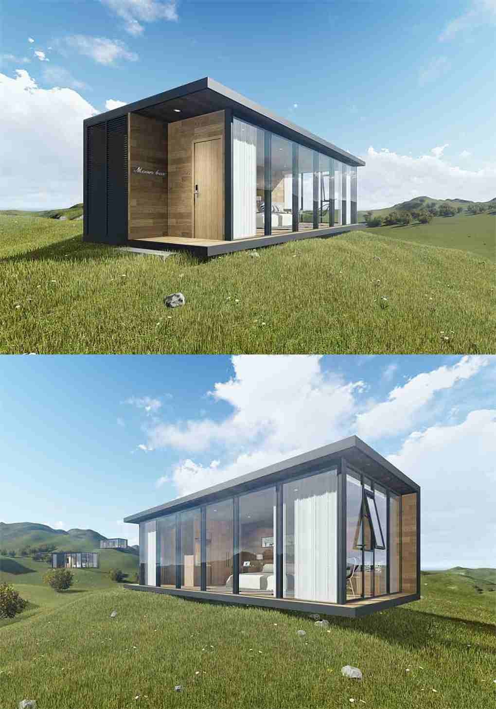 Fashionable Modern Prefab Houses / Beautiful Prefab Homes With PU Panel Exterior