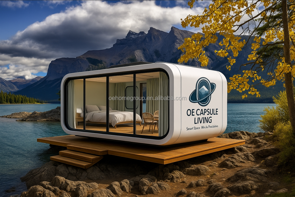 Prefabricated 40 Fthotel Modular Steel Space Capsule House Mobile Container Houses With Toilet For 5 Persons Bedroom