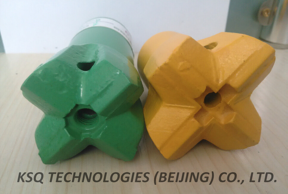 H25 / R38 Flat / Oblique Button Drill Bit , Cross Bit Thread Steel for Tunneling