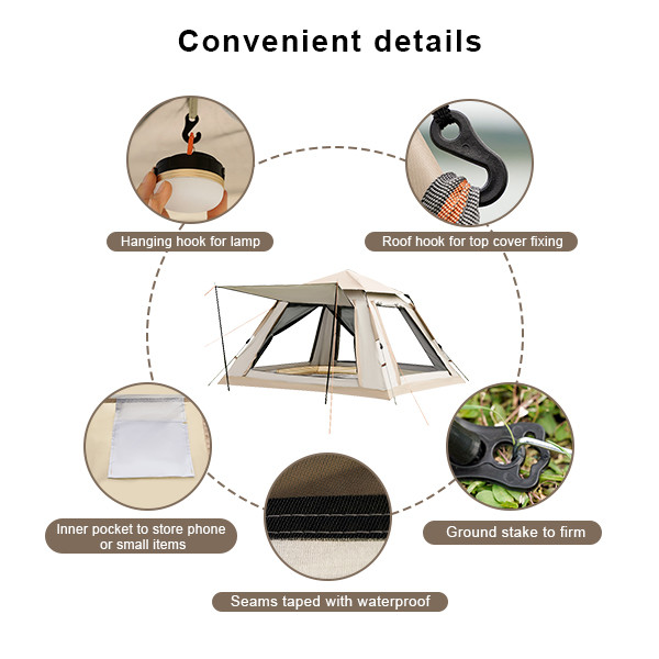 Automatic 4 Person Camping Outdoor Tents 210D Oxford Fabric Tent