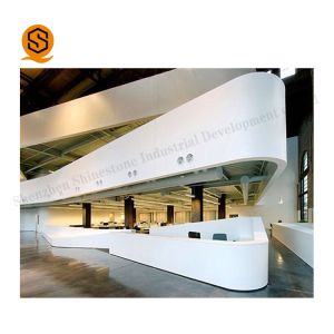 Seamless White Solid Surface Reception Desk Long Reception Counter