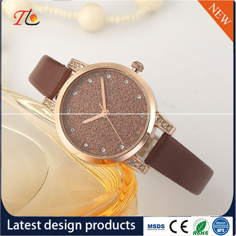 wholesale customization Pu watch alloy case quartz watch fashion watch Colorful leather band Shining diamond ladywatch