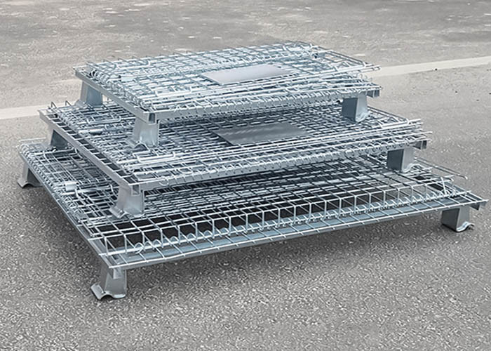 Q235 Steel Mesh Collapsible Pallet Cage Containers For Warehouse