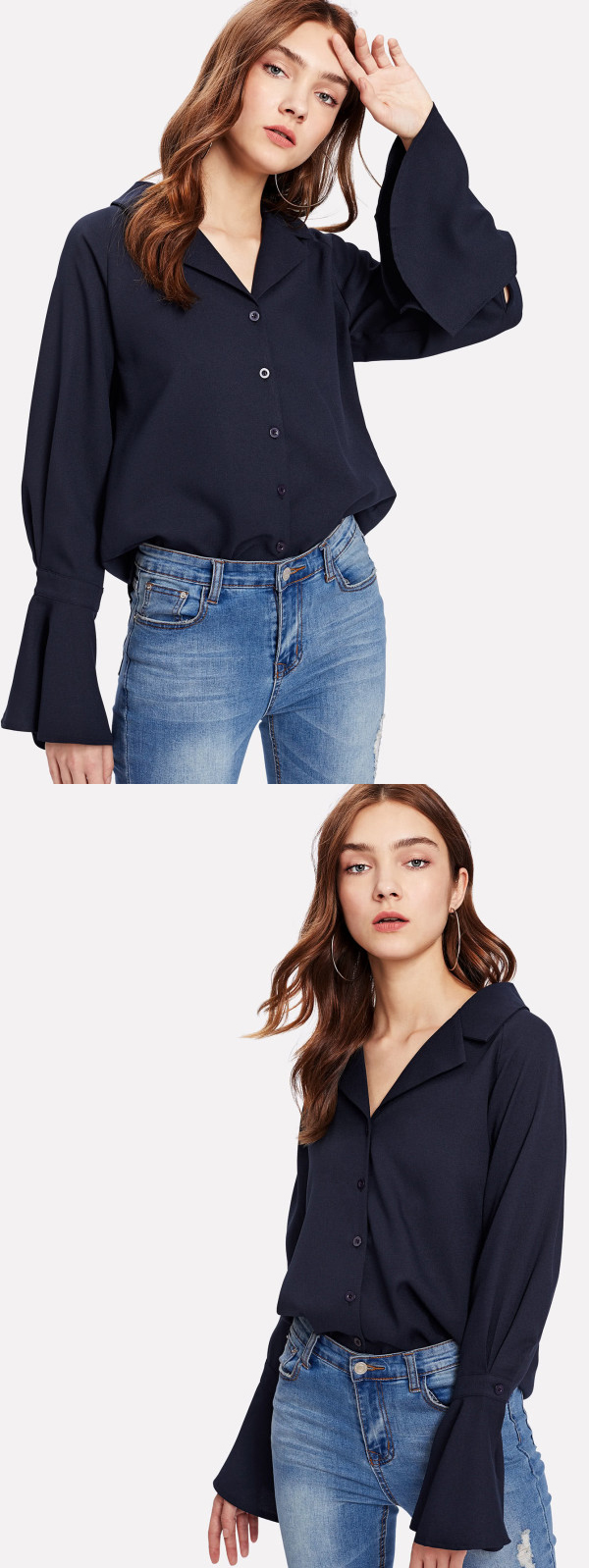 long sleeve casual blouse designs for women