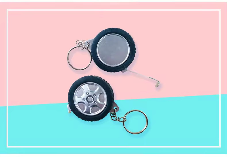 Wintape Custom 1m Tyre Shaped Keychain Metal Tape Measures Mini Portable Body Soft Measuring Tape