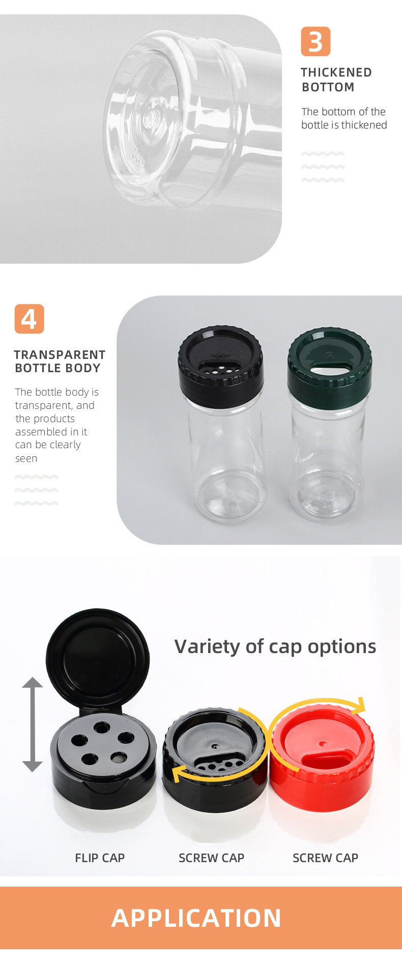 Empty Clear Plastic Spice Bottles 100Ml 250Ml PET Salt Shaker Seasoning Jars Bulk