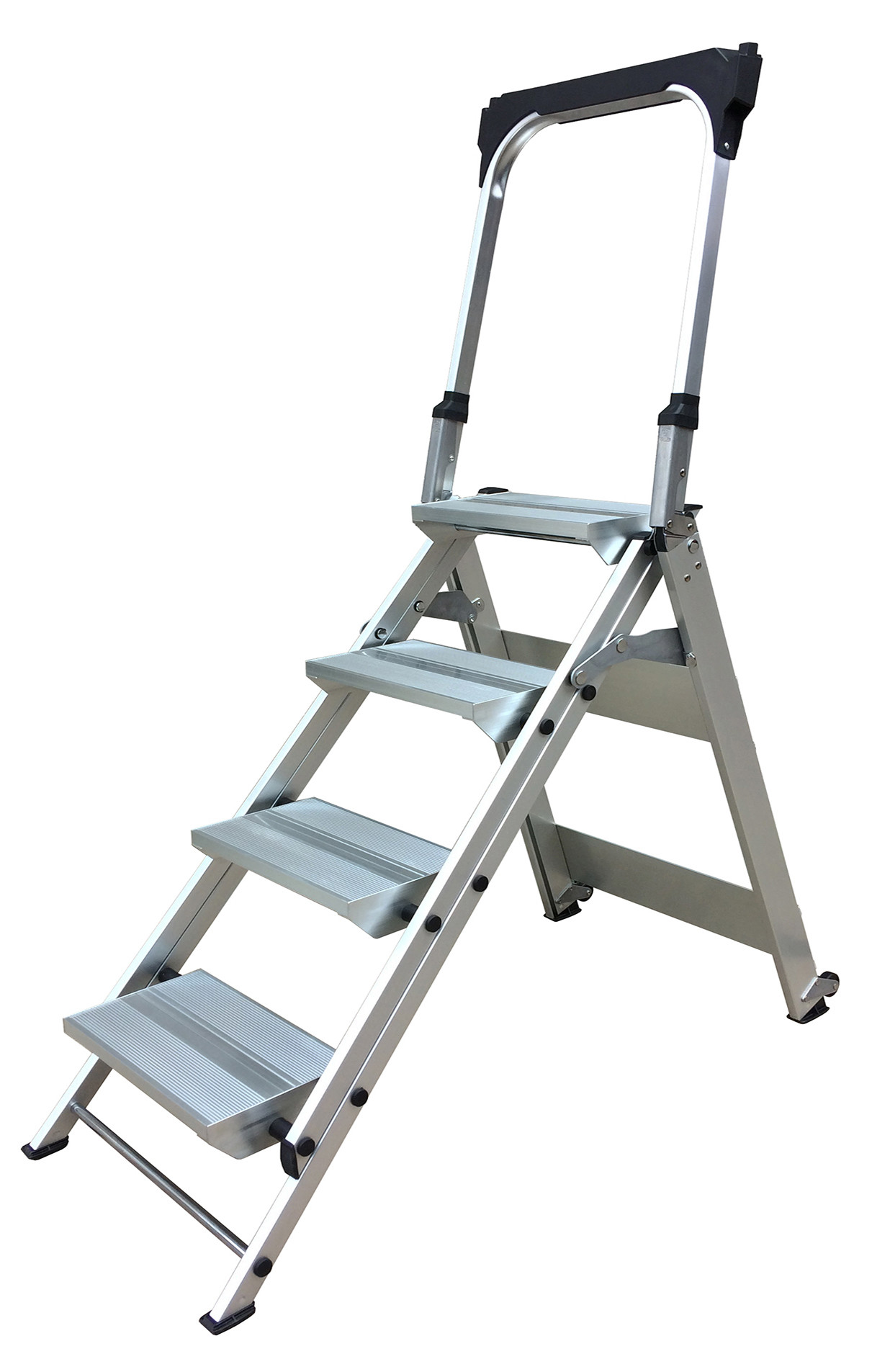 4 Steps Portable Aluminum Step Stool Ladder with Handle and Tool Tray