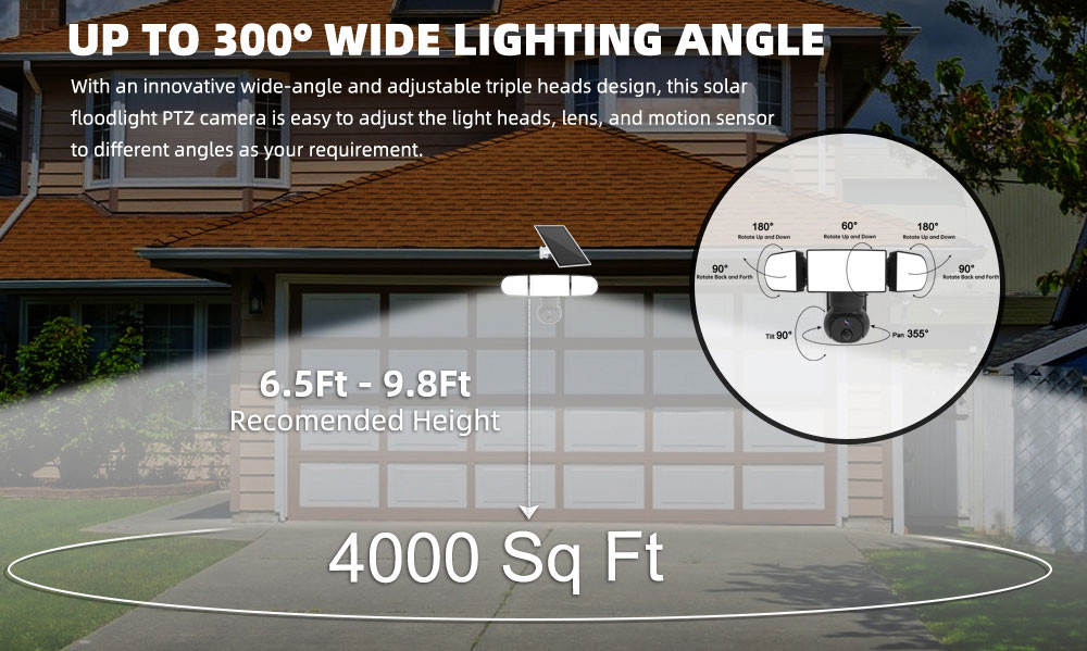 1500 Lumens Solar Street Light Camera 4G Solar Security Camera 8W 2K