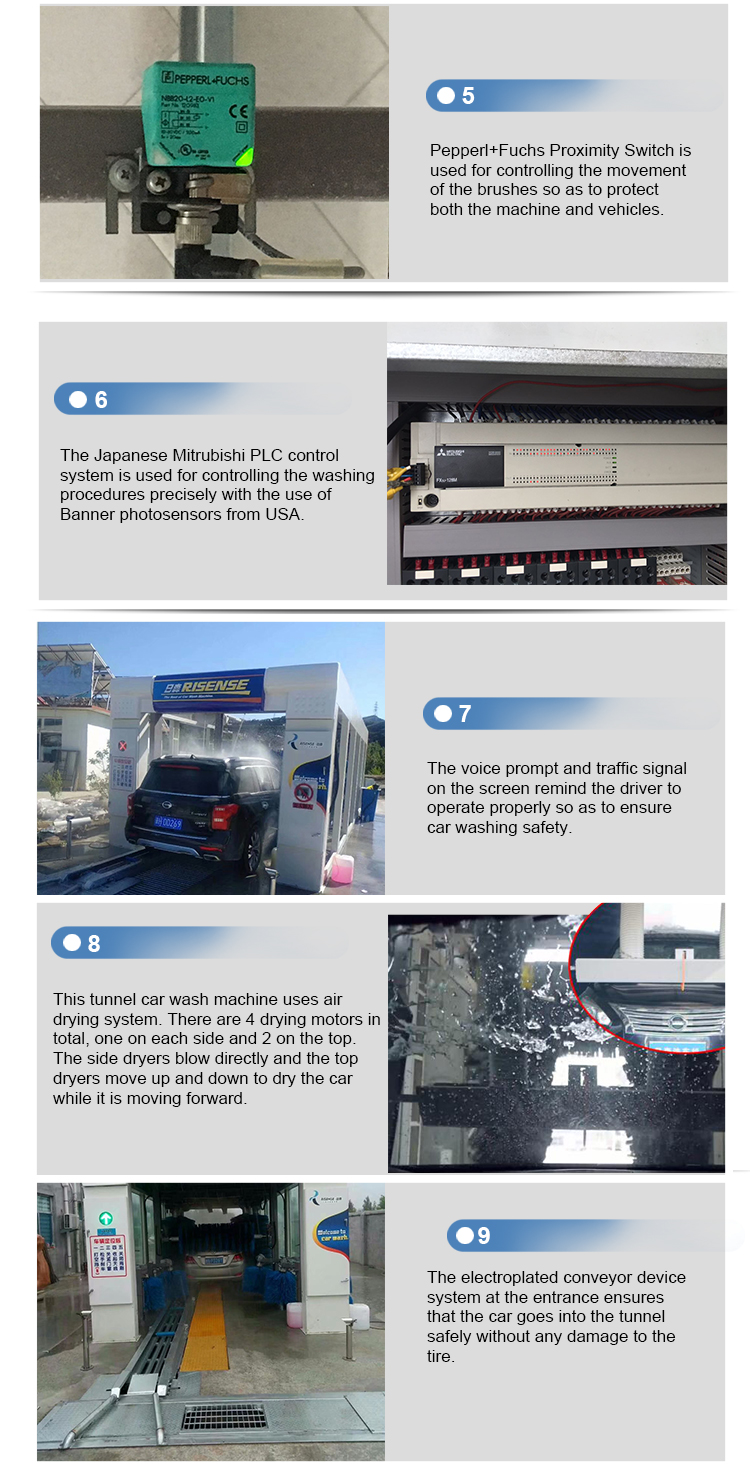 5300x2200x2100mm Fully Automatic Tunnel Car Wash Machine System