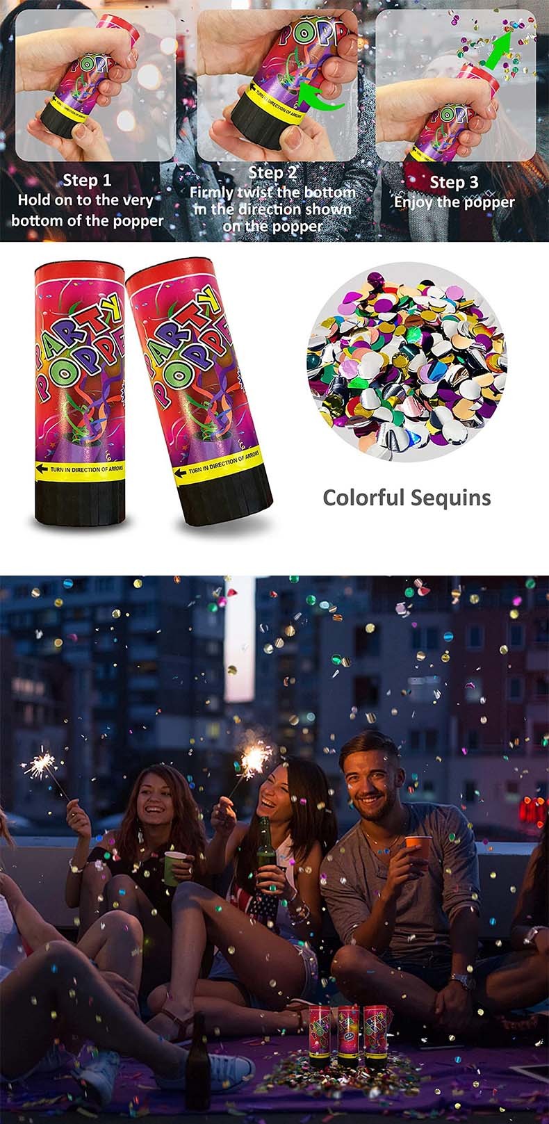 Wholesale Wedding Confetti Popper Colorful Confetti Cannon for Festival Party Decorations