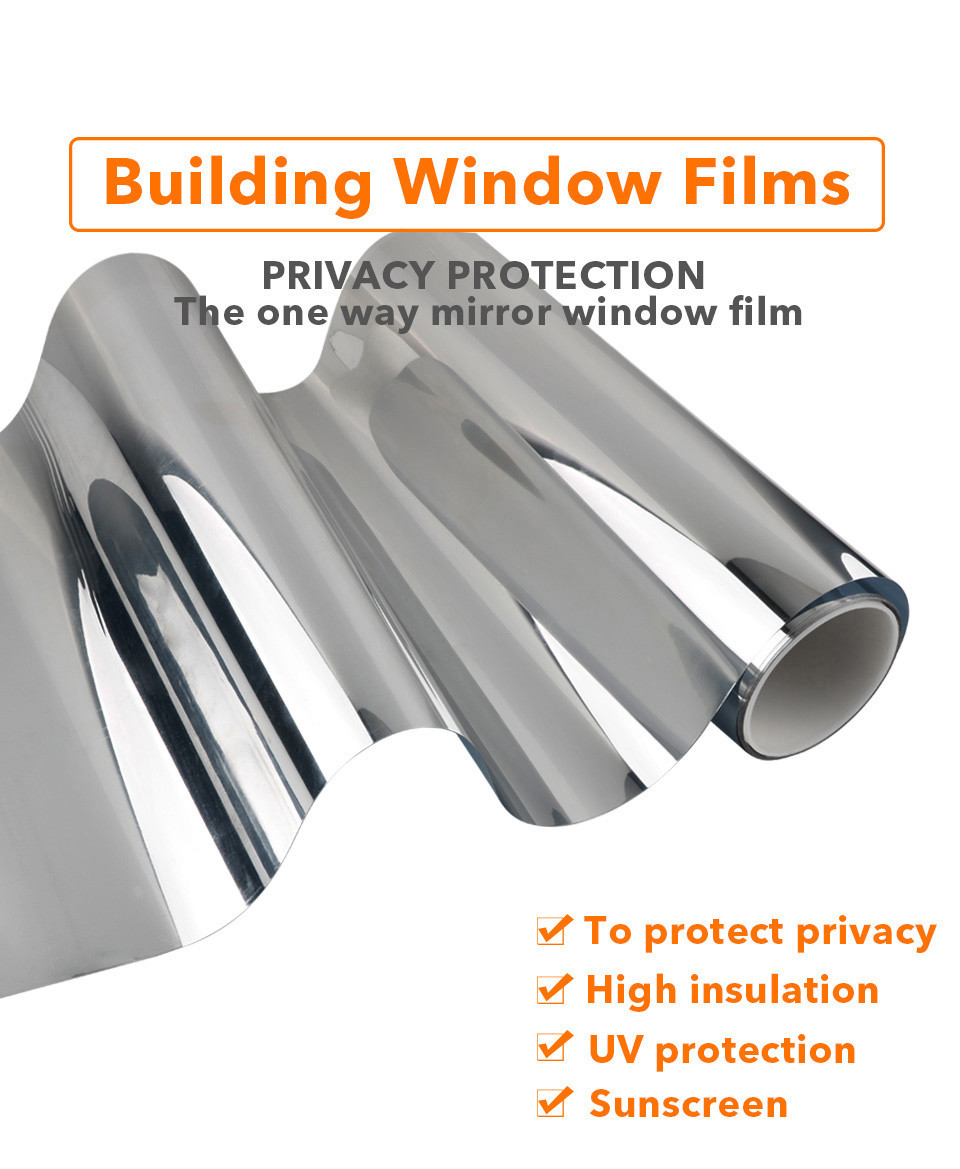 Building Privacy Window Film One Way Mirror Reflective Window Film Glass Foil Silver Insulation Tint Film