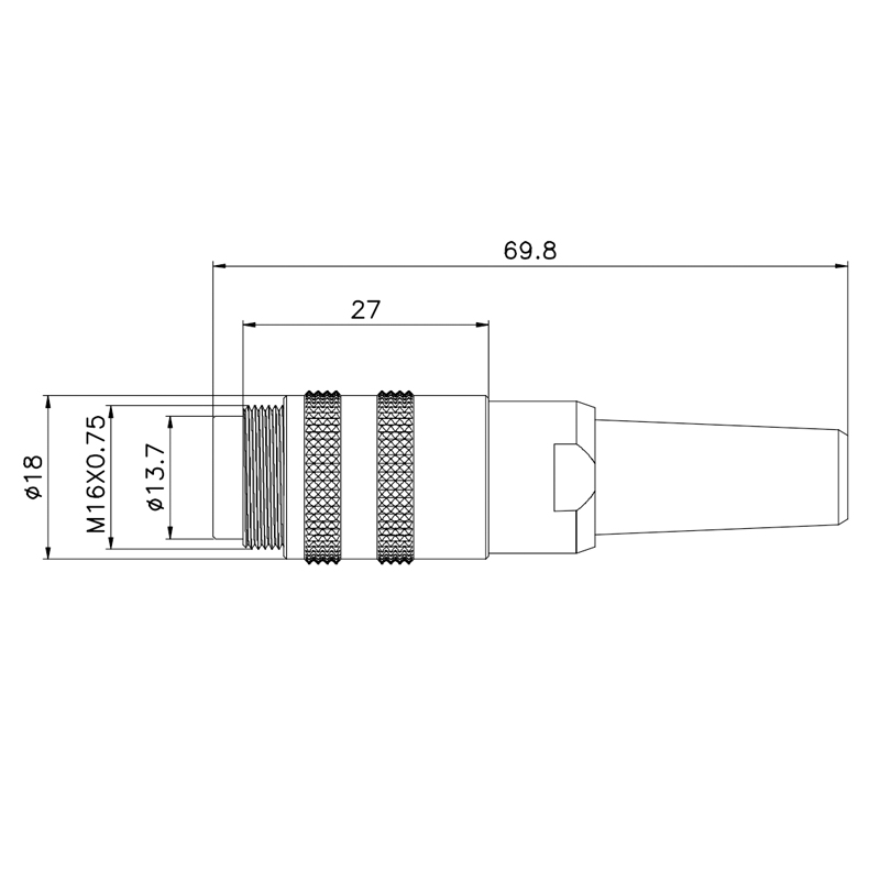 IP67 M16 8 Pin Connector PA66 Straight Male Female Connector For Military