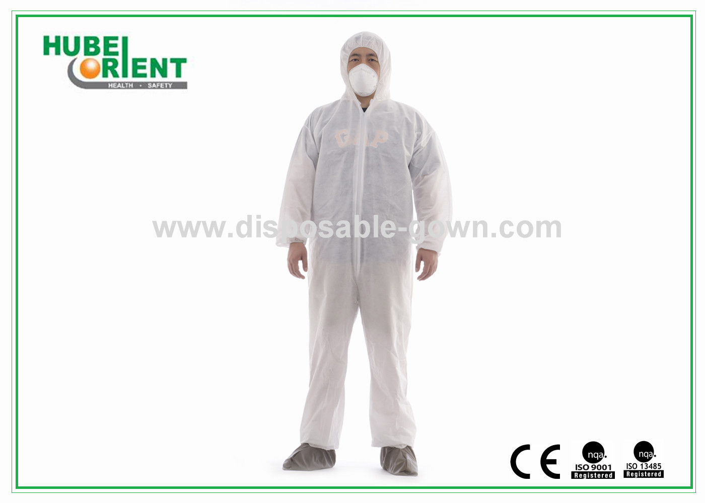 Workwear Non-Woven Type 5 Disposable Coverall With Hood And Feetcover For Protect Body
