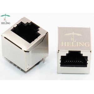 Single Port Shielded SMT RJ45 Connector R / A 50U" Gold Plating Contact Terminal