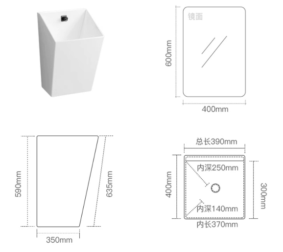 Half Pedestal Ceramic Wall Hung Bathroom Wash Basin for Environmental Glaze and Home