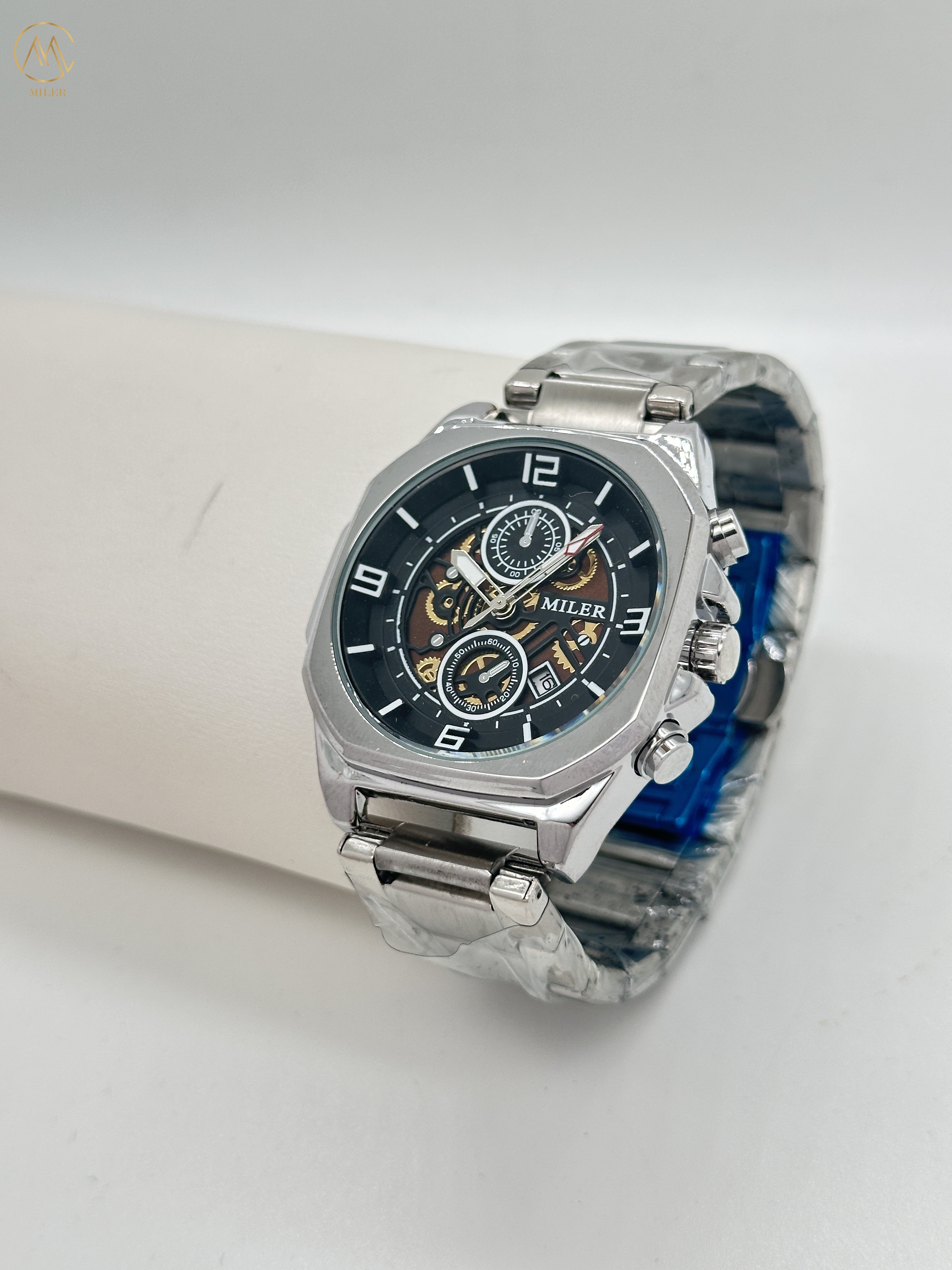 ML1113-Silver Bezel Luxury Trend Design Men Quartz Watches With Stainless Steel Band