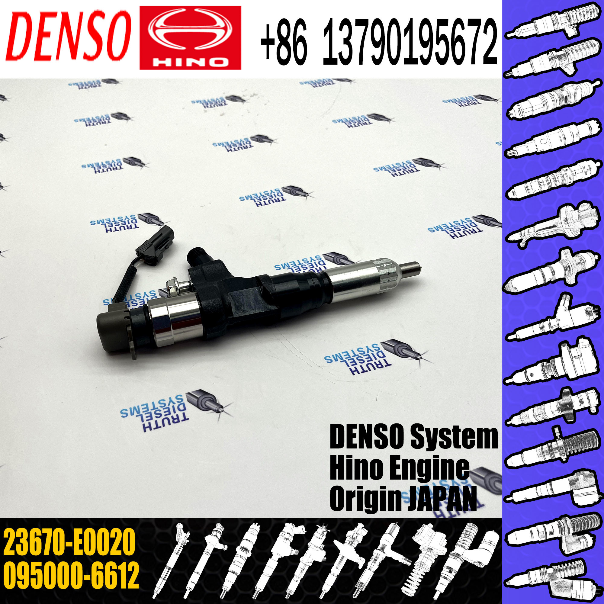 0950006612 DENSO Diesel Injector 23670-E0020 For HINO Engine