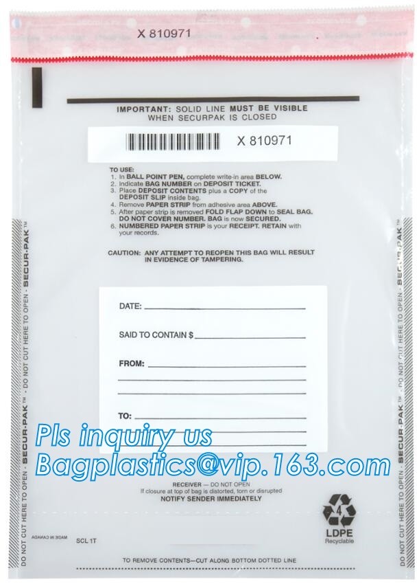 Document safe tamper proof bank deposit bag, Steb Plastic Money Pe Bank Deposit Coin Security Pouch Bags With Seal For C