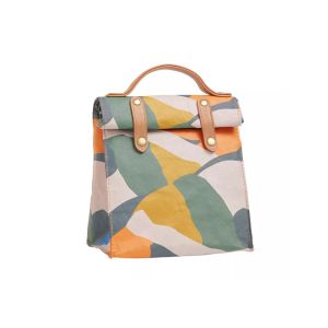 Leakproof Portable Canvas Cooler Bag , Reusable Canvas Insulated Tote