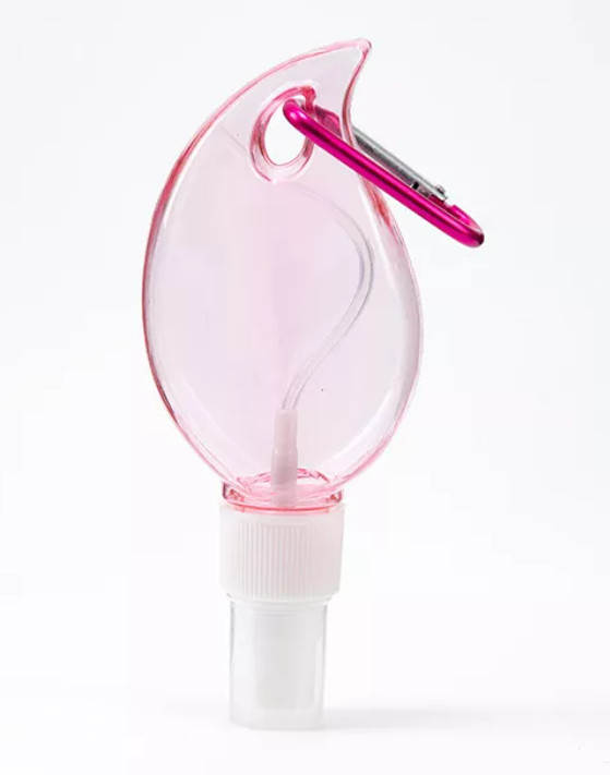 Plastic 50ml Hand Sanitizer Bottle Keychain Hook Heart Shaped