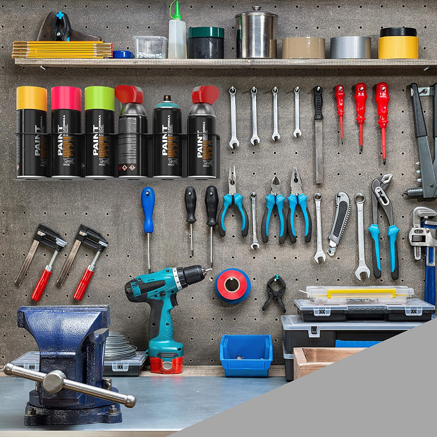 Wall Mounted Steel Holder for Spray Cans Space-Saving Garage and Workspace Organizer