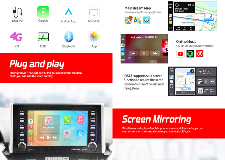 Automotive Wireless Carplay AI Box Android 12 8 Core Multifunctional