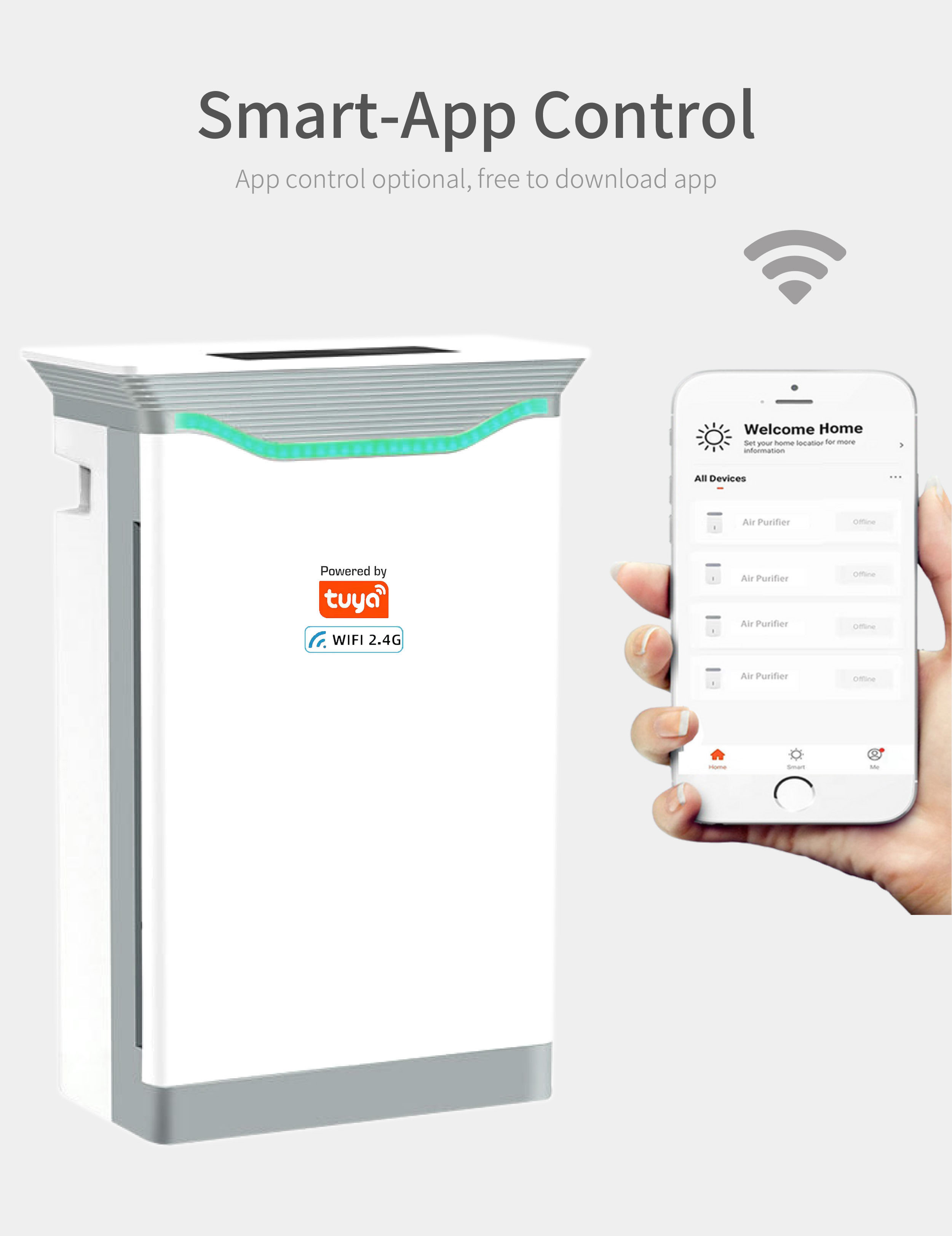 HOMEFISH Factory Wholesale Price Air Freshener UVC Sterilization Luftreiniger H11 HEPA Negative Ion Air Purifier for Home