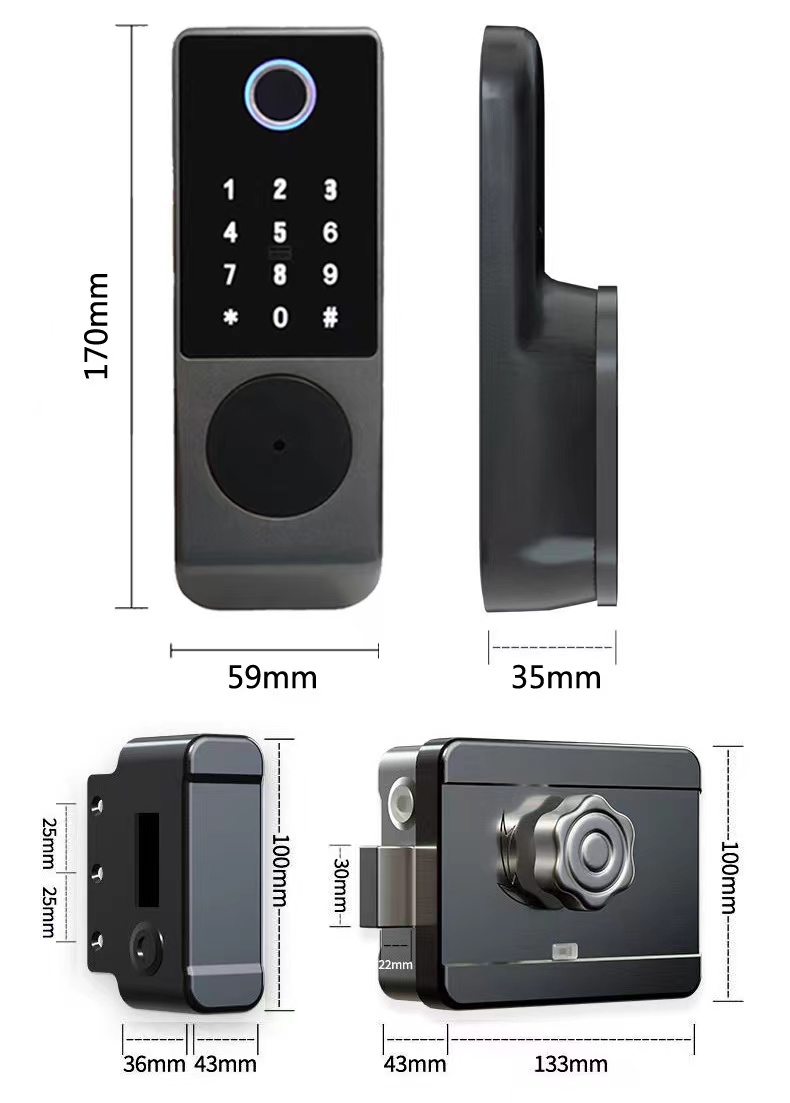 Waterproof Rim Lock TTlock Tuya Controlled Door Lock