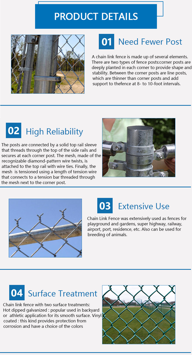 2mm Gauge 60x60mm Diamond Chain Link Fencing Farm And Field Products