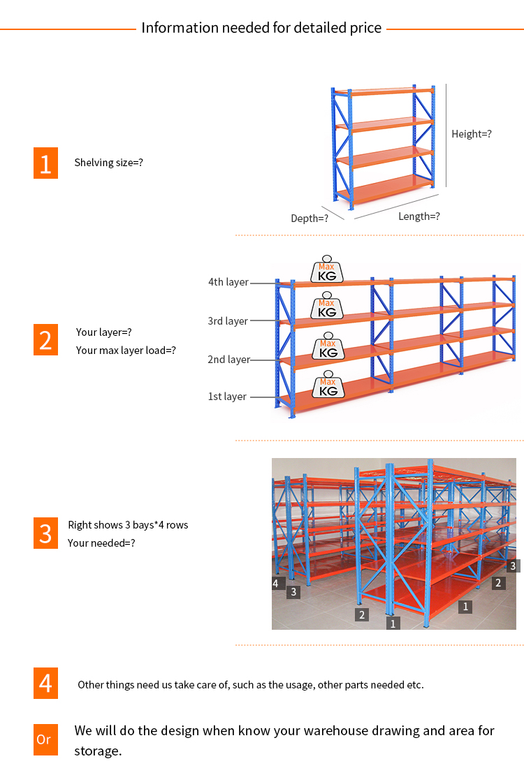 4 Tier Metal Shelf Adjustable Level Height for Medium Duty Shelving in Warehouse Rack