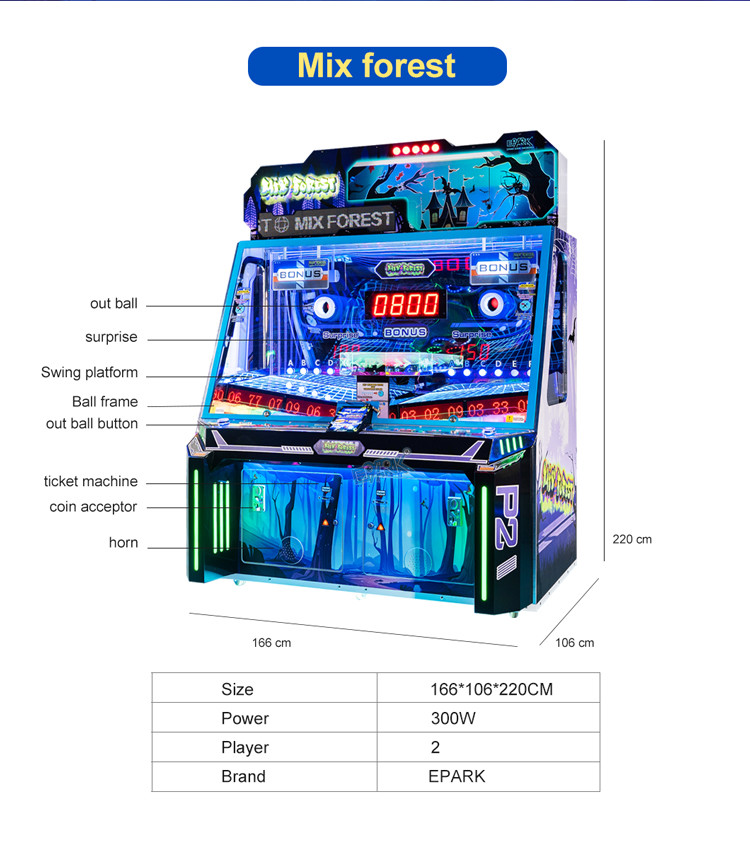Mix Forest Ticket Redemption Games Machine Coin Operated Game Machine Arcade
