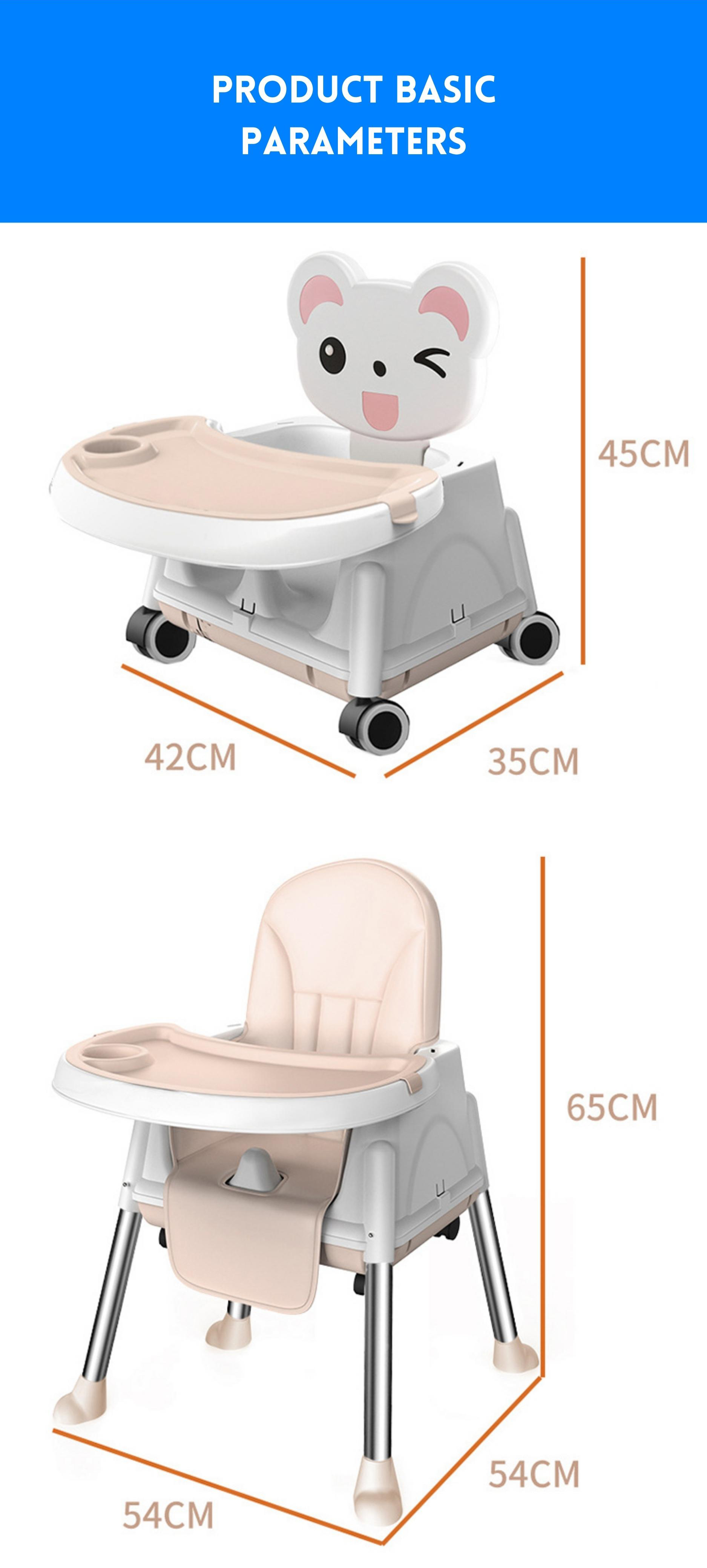 Anti Fall Folding Baby Dining Chair 65*54*54cm Easy Installation