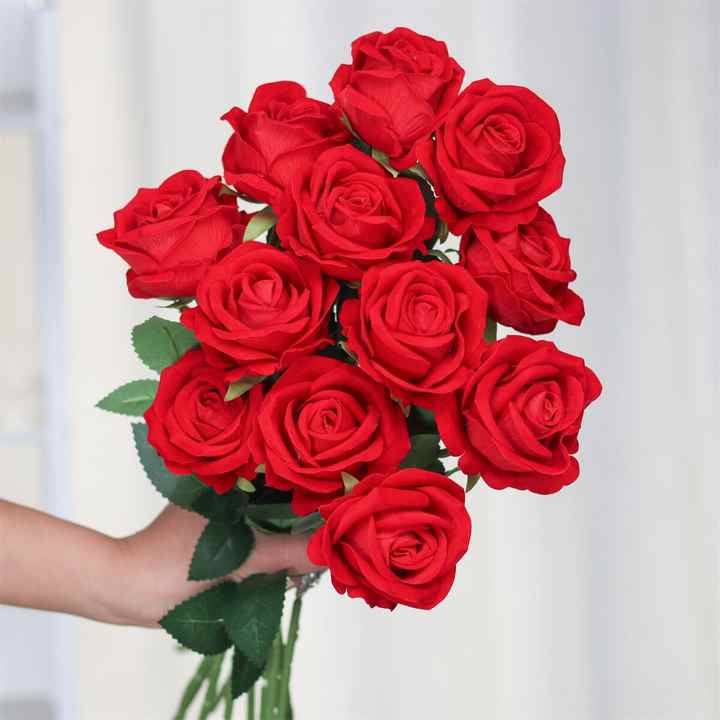 Realistic Single Stem Artificial Flower Rose for Wedding Party Home Centerpiece Hotel Office Decor