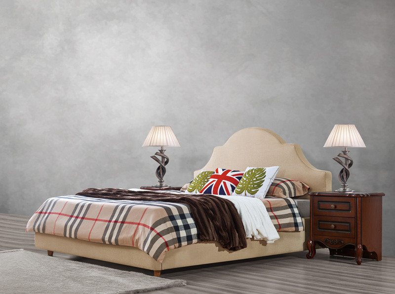American design Good quality Gery Fabric Upholstered Headboard Queen Bed Leisure Furniture for Apartment Bedroom set